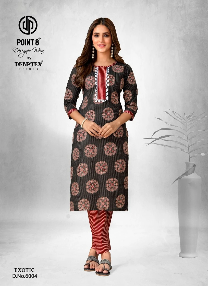 Deeptex  Exotic Vol 6 Kantha Cotton Wholesale Kurti With Pant Catalog